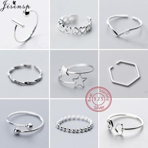 925 Sterling Silver Rings Geometric Crystal V Letter Ring Women Minimalist Heart Beads Star Engagement Ring Jewelry Girls 2021