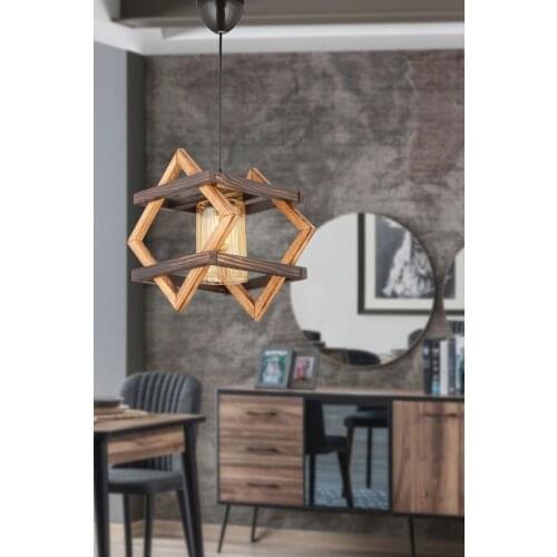 Diamond Wood Pendant Lamp Chandelier