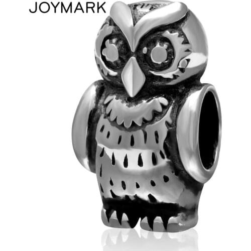 Antique Tone Real 925 Sterling Silver Big Hole Owl Animal European Charm Beads Fashion Jewelry Making Accessories SAPB3110