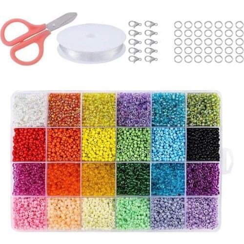 Seed Beads for Bracelets, 24 Colors 3mm Colored Small Glass Beads for Bracelets Jewelry Making Crafts 12000 Pcs