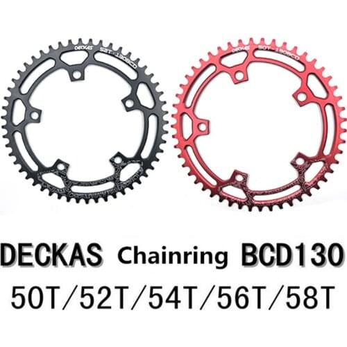 DECKAS 52T 54T 56T 58T Large Chainring Bicycle Outdoor Riding Accessor 130BCD Positive and Negative Tooth Large Disc 5 Claws 50T