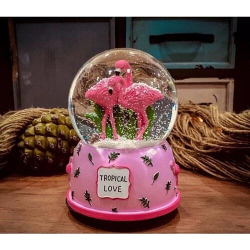 Big size Flamingo Inkjet Luminous Musical Snow Globe