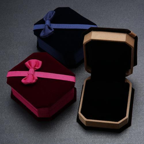 Bowknot Decor Necklace Ring Earrings Show Case Display Storage Jewelry Gift Box