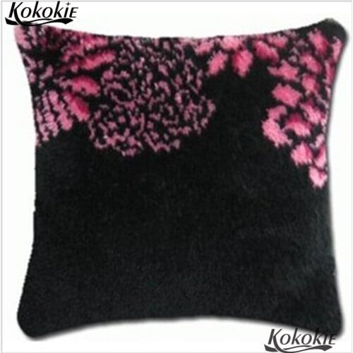 Stitch throw pillow Crocheting Rug Yarn Pillowcase latch hook rug kits flowers Cross-stitch Embroidery Set Cushion Mat
