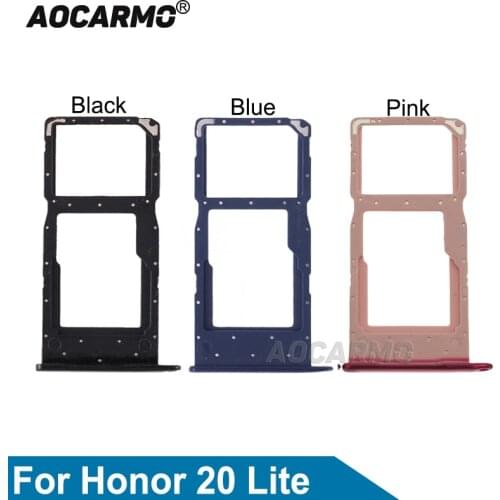 Aocarmo For Huawei Honor 20 Lite SD MicroSD Holder Nano Sim Card Tray Slot Replacement Parts