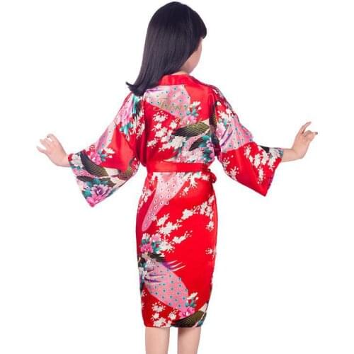 Flower Girl Print Dressing Kimono Robe Gown Sexy Cardigan Rayon Bathrobe Summer Knee-Length Nightgown Lingerie Home Dress