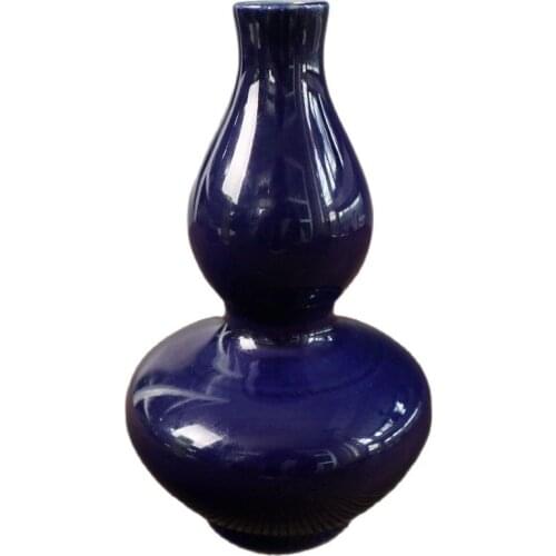 Chinese Old Porcelain Calabash Vase With Ji Blue Glaze