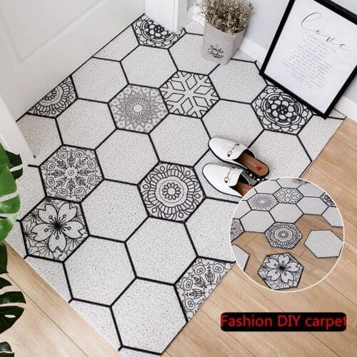 Bathroom Washable Carpet PVC Soft Elastic Door Mat Waterproof Non-slip Plastic DIY Carpet Home Dust Removal Carpet Custom