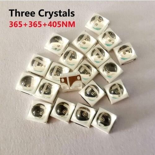 100pcs 2W Epistar 365nm+365nm+405nm Three Crystals LED Diodes UV LED Nail Lamp Bead SMD5050 5054 LED Lamp For Nail SUN Machine