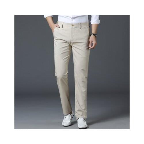 2020 spring new mens straight pants Korean casual loose trend fashion solid color small feet linen cotton trousers men