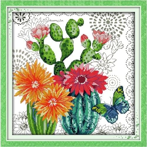 Cactus cross stitch kit aida 14ct stamp cross stitch count printed canvas embroidery DIY handmade needlework cross stitch dmc