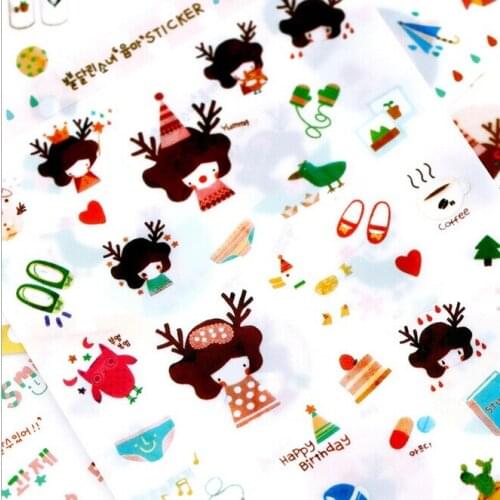 6pcs/pack/lot ZAKKA Korea Cartoon Deer Girl series sticker hot selling decoration sticker school stationery supplies