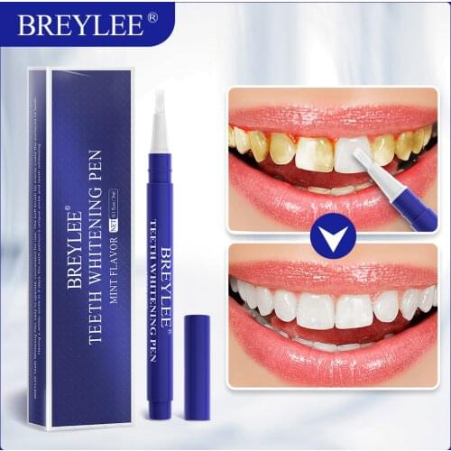 BREYLEE Natural Teeth Whitening Pen Oral Care Remove Stains Tooth Cleaning Plaque Stains Serum Dental Push Button Tools Pens