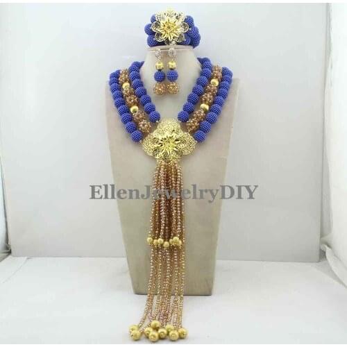 Nigerian Wedding African Beads Rushed Classic Women Jewelry Set New Arrived Nigerian Set Necklace African Beads W13410