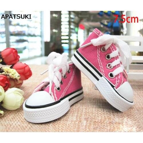 1Pair Hot Pink 7.5cm Canvas Shoes For 1/4 BJD Doll Shoes For 16 Inch Sharon doll Boots Casual Shoes For American Girl Doll