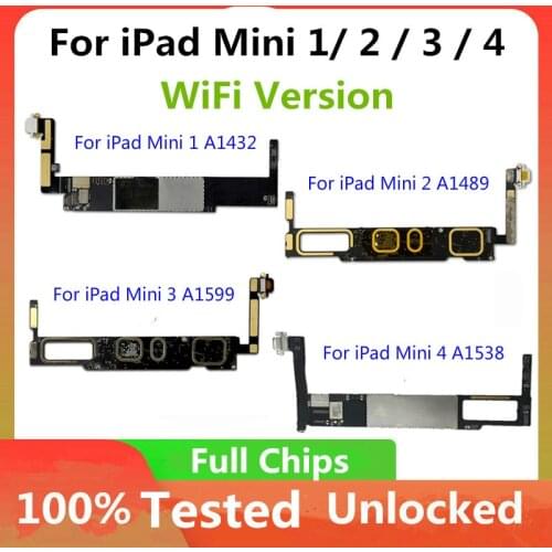 A1432 A1489 A1599 A1538 For iPad Mini 1/2/3/4 Motherboard Wifi Version Unlocked Logic Board Without Touch ID Support OS Update