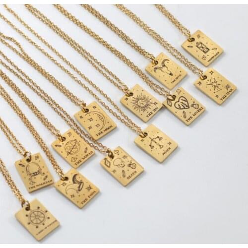 12 Constelltion Tarot Necklace For Women Men Jewelry Real Gold Plated Stainless Steel Necklace Mysterious Destiny Good Luck Gift