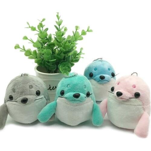 10cm Cute Seal Plush Pendant Toys Mini Bag Backpack Keychain Stuffed Animals Doll Kids Toys for Children Girls Birthday Gift