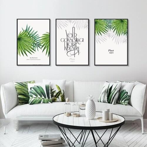 Natural Green Leaves Wall Art Canvas Painting Style Plant Nordic Posters and Prints Decorative Picture Modern Home Walll Decorat