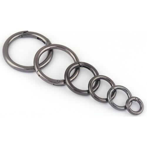 11-38mm Gunmetal Round Ring Gate Spring Snap Hook O Ring,Metal Purse Clasp Webbing Push Hook Bag For Handbag Leather Craft