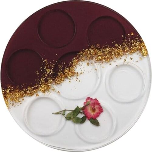 R58E DIY Coaster Cup Mat Crystal Epoxy Resin Mold Serving Plate Tray Silicone Mould