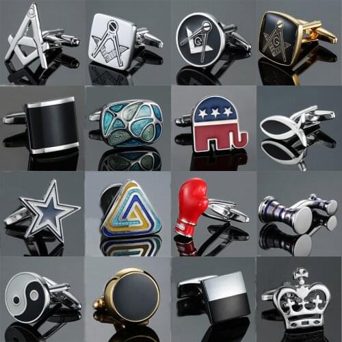 Luxury high quality Cufflinks Elephant fish crown Freemasons Red Boxing glove design cuffs Business Gift Brand Jewelry