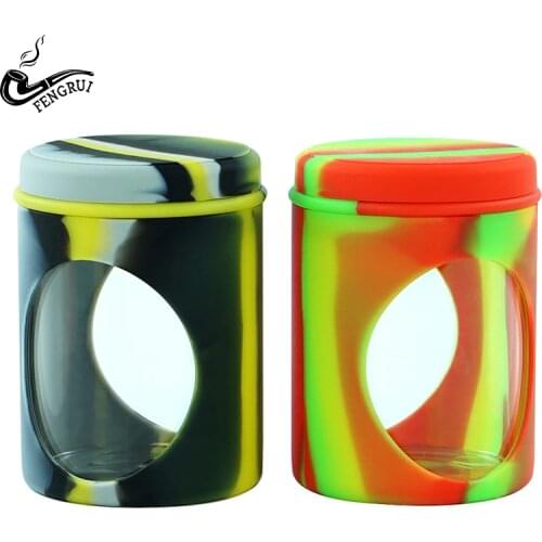 Silicone Glass Dab Container Wax Jar Silicone Wax Concentrate Container Oil Storage Bottle with Carving Tool