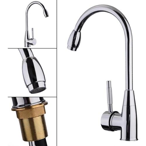 Stainless Steel 360 Degree Swivel Faucet Hot Cold Water Mixer Tap Pull Out Kitchen Tap Silver Bathroom Faucet