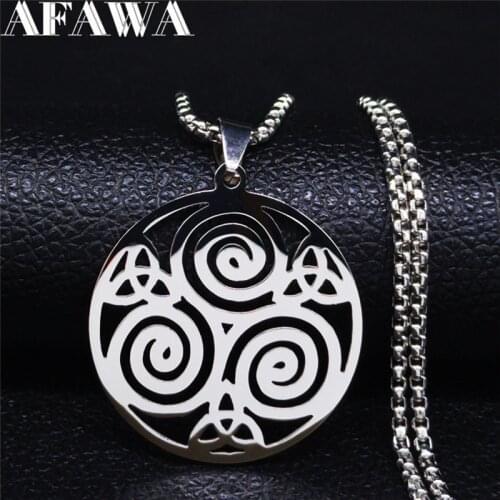 Stainless Steel Spiral Triskele Triangle Necklace Viking Vintage Pendant Triskelion Necklace Men Women Jewelry N4115S02