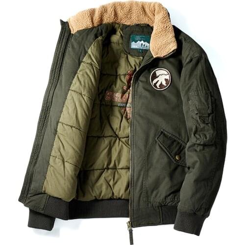 Winter Jacket Men Parkas Thick Warm Wool Collar Coats Military Bomber Jacket Cotton Padded Coat Men Clothing Plus Size M-5XL