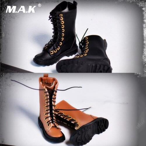 1/6 FA-18-11 Female Shoes Accessory Agent team Trendy Leather Boots Leather Shoes Solid Inside Model Black/Brown for 12'' Figure