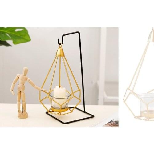 1PC Nordic Geometry Iron Candlestick Gold Chandelier Romantic Wedding Props Bedroom Decorations Furnishing Candle holder JL 239