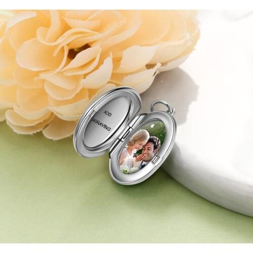 100% 925 Sterling Silver Personalized Engraved Locket Necklace That Holds Pictures Round Shape Pendant Necklace Gifts for Women