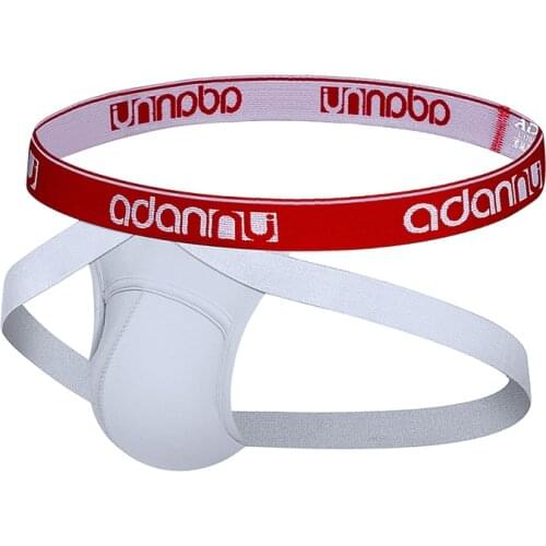 2020 ADANNU Brand New underwear jockstrap thongs cotton male g-strings jocks double layer U pouch mens sexy gay mens thong