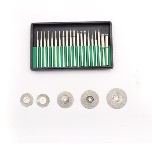 25 Piece Diamond Grinding Bur Needle 3MM Shank Jewelry Cutting Disc Glass Jade Stone Rotary Tool Set