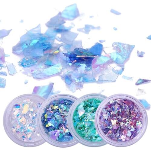 4 Boxes Fluorescent Glass Paper Nail Flakies Irregular Paillette Nail Art Glitter Flakes Colorful Nail Sequins
