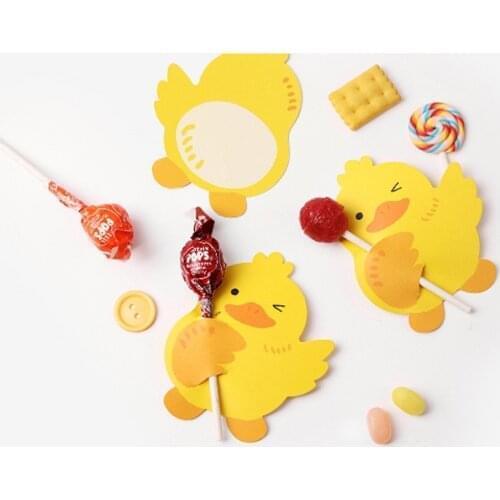 50pcs/lot Yellow Duck Style Handkerchief Card DIY Gift Decorations Paper Cards Cute Reward and Message Card Lollipop Cards