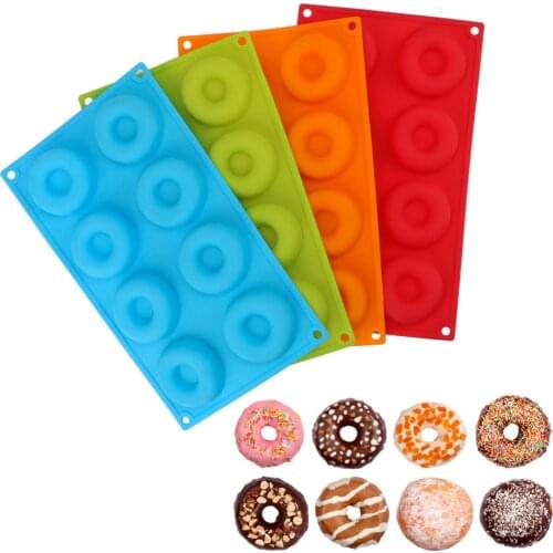 6cm Reusable DIY Cake Mould Tray Chocolate Biscuit Cake Mold 8-Cavity Non-Stick Mold Silicone Donut Mold Donut Baking Pan