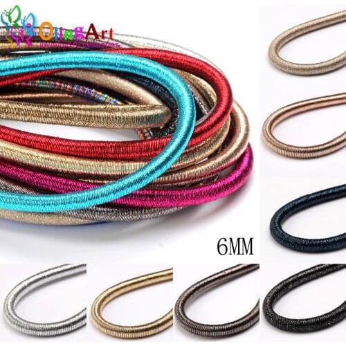 Free shipping 6mm 46cm Soft Rayon Silk Metal color Cord Hollow Rubber DIY Necklace Bracelet Jewelry Making Findings Olingart