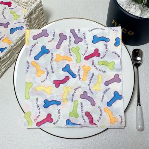 New 20Pcs/Pack Funny Penis Decoupage Paper Napkins Paper Tissues for Wedding Decoration Hen Party Adult Bachelor Party Supplies