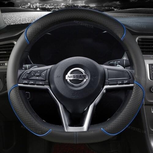 D Shape Steering Wheel Cover PU Leather for Nissan Rogue /Rogue Sport 2016 2017 2018 2019 2020 X-Trail 2017-2020 Car Styling