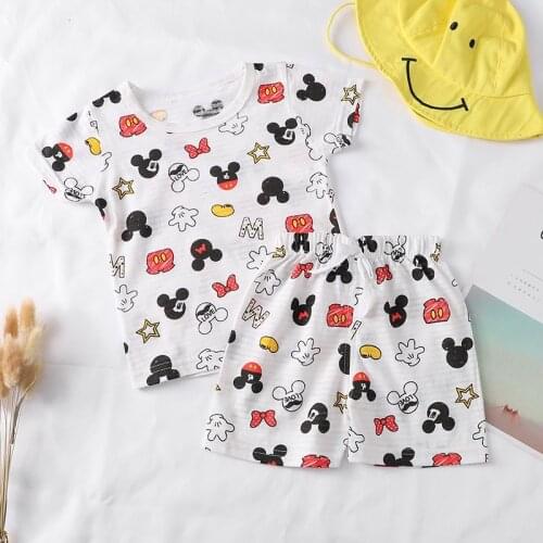 Disney Brand Clothing Kids 2 Pcs/set Mickey T-shirt + Shorts Clothes Suit Baby Boys Girls Children Short Sleeve Costume Outfit