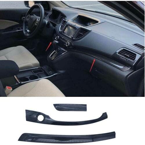 For Honda CR-V CRV 2012 2013-2016 ABS Carbon Fiber Console Dashboard Strip Trim