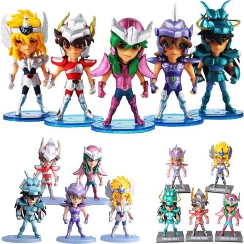 5pcs/set Anime Saint Seiya Knights of the Zodiac Shiryu Shun Jabu Hyoga PVC Action Figure Collection Model Toys Dolls