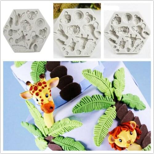 Fad Cake Mould Elephant Giraffe Silicone 3D Animal Monkey Heads Baking Mold