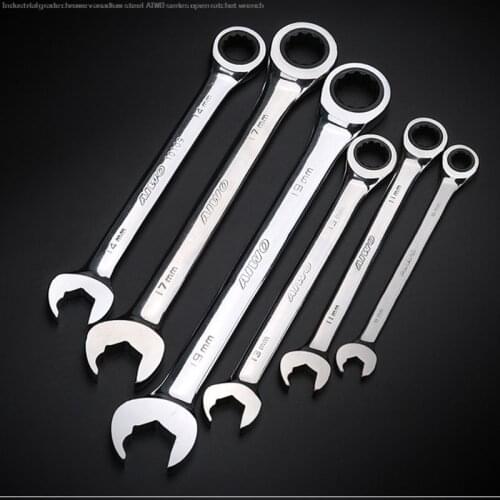 Free ship!8-22New Dual-use Open End Wrench Ratchet Wrench and Plum End CR-V Material Anti-slip Labor-saved Spanner for Repairing