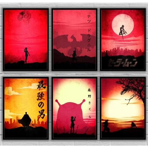 Gowther Natsu Saitama Sakura Samurai Sasuke SOA Vegeta Allen Walker Mihawk Japan Art Poster Canvas Painting