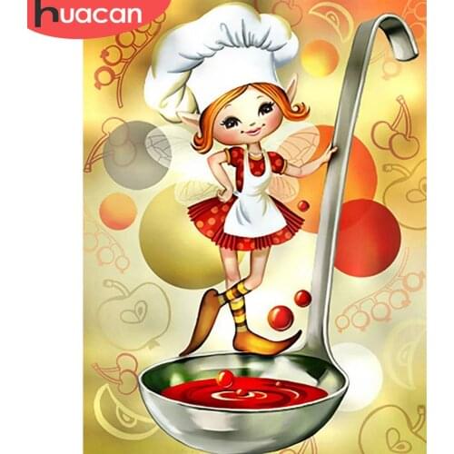 HUACAN 5D DIY Diamond Painting Portrait Elf Home Decoration Full Drill Square Embroidery Picture Rhinestone Handcraft Kit