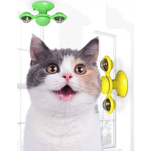 Cat Toys Relieve Boredom Pet Supplies Sucker Turntable Funny Cat Stick Tumbler Spinning Windmill Kitty Toy Self-hey