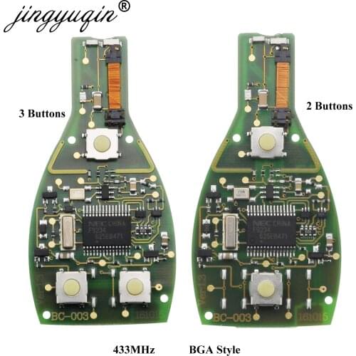 Jingyuqin 2pcs/lot 2 3 Buttons 433 Smart Remote Key PCB Keyless Fob For Mercedes Benz year 2000+ BGA style Circuit Board